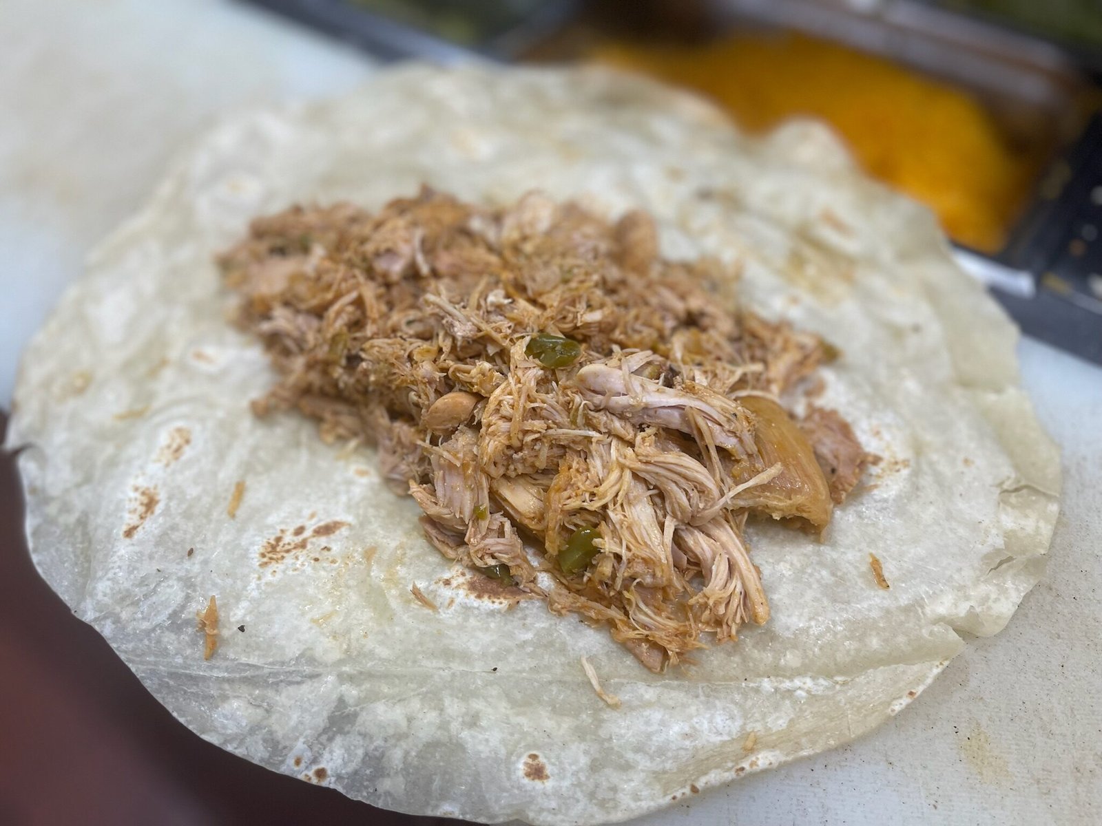 shredded chicken burrito